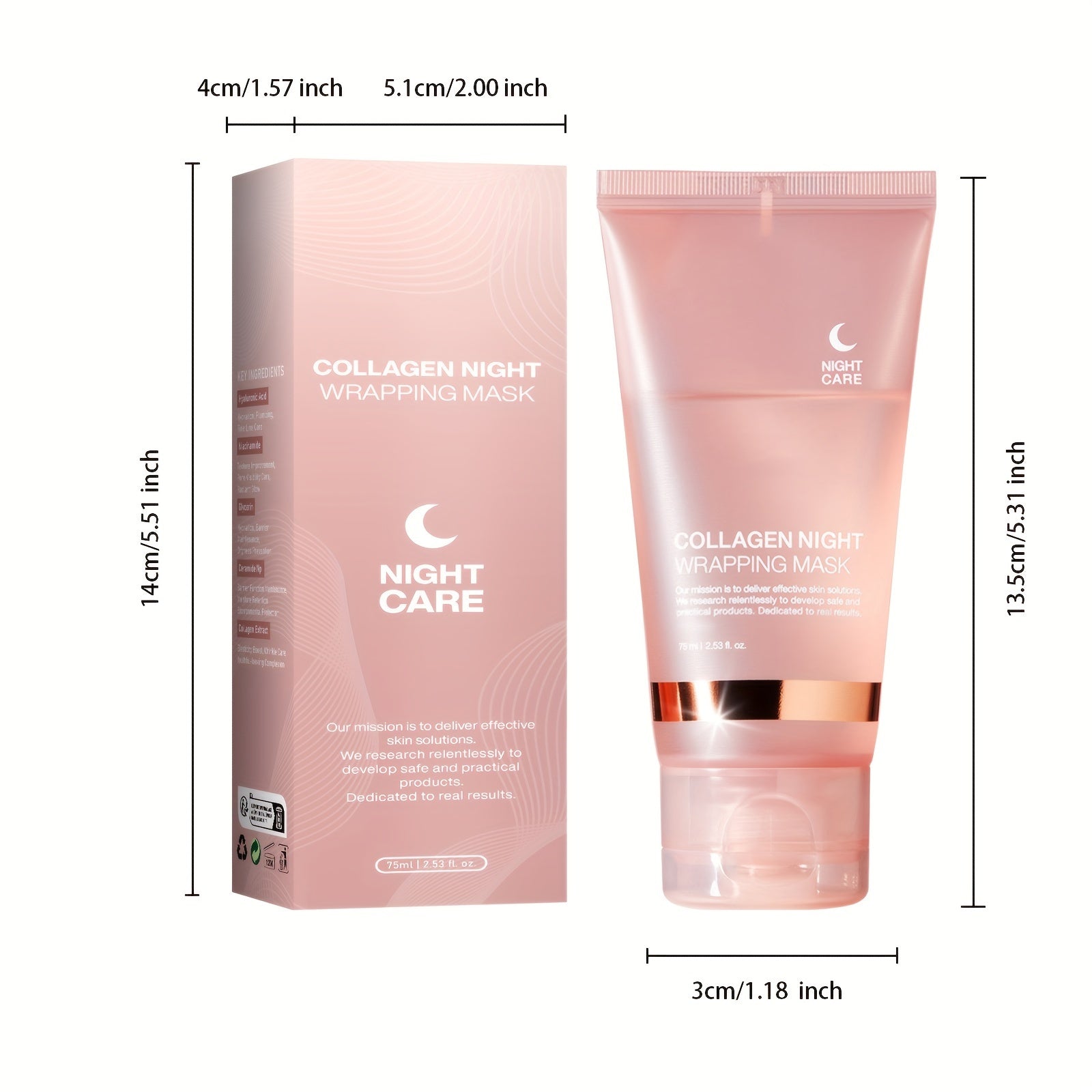 3pcs Collagen Night Graping Mask with Niacinamide & Hyaluronic Acid - Deep Moisturizing & Firming, Ceramide-Infused for Soft, Radiant Skin, Paraben-Free, Suitable for All Skin Types, 75ml*3 + Bonus Face Mask Brush