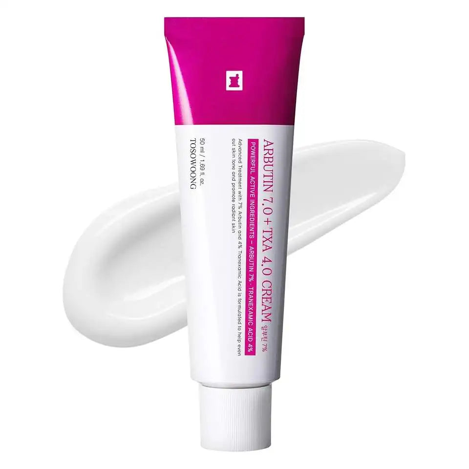 TOSOWOONG Arbutin 7% + TXA 4% Creme 50ml Koreanische Hautpflege Dunkle Flecken Entferner Ebenmäßiger Hautton Aufhellende Gesichtscreme