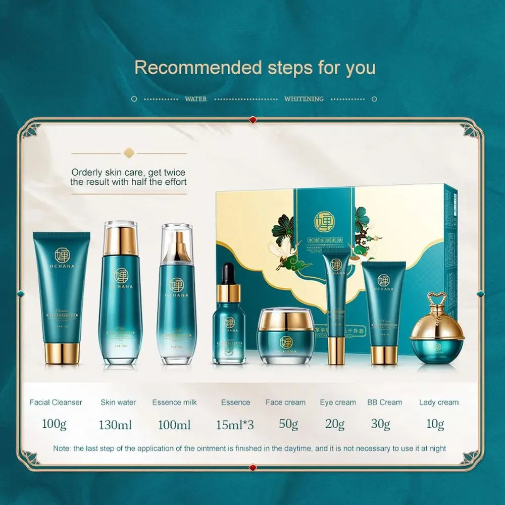 Ganoderma Lucidum Gesichtspflege Gesichtsreiniger Toner Essenz Milch Essenz Creme Augencreme BB Creme Set Hautpflege 10tlg.