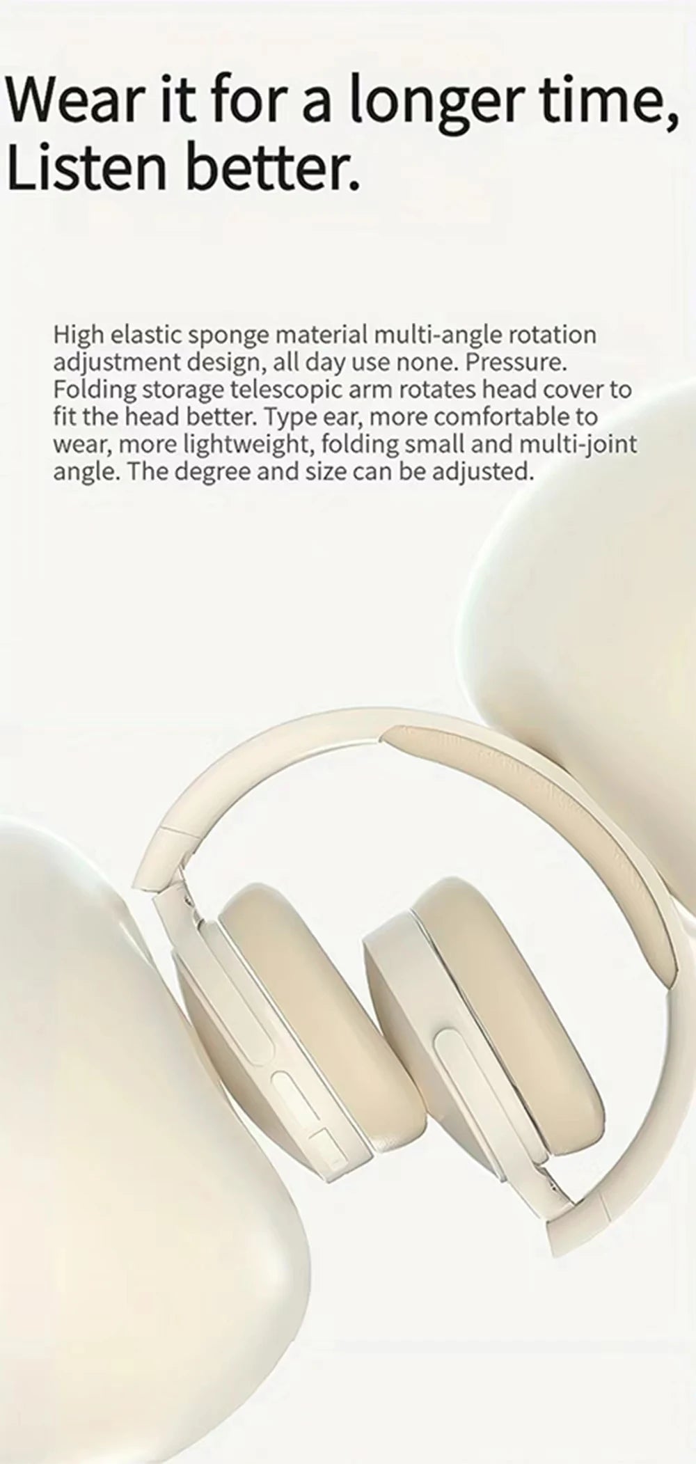 SONY P2961 Kabellose Bluetooth-Kopfhörer, faltbar, 9D HIFI Stereo Sound Headset, lange Akkulaufzeit, starke Bässe, Ohrhörer