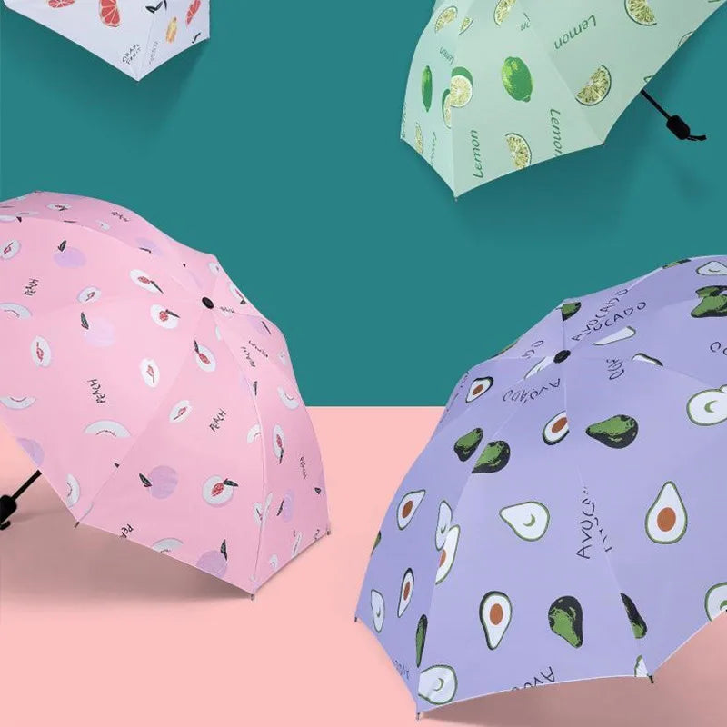 Regenschirm mit frischem Frucht-Print – UV-Schutz-Sonnenschirm & Regenschirm für den täglichen Gebrauch