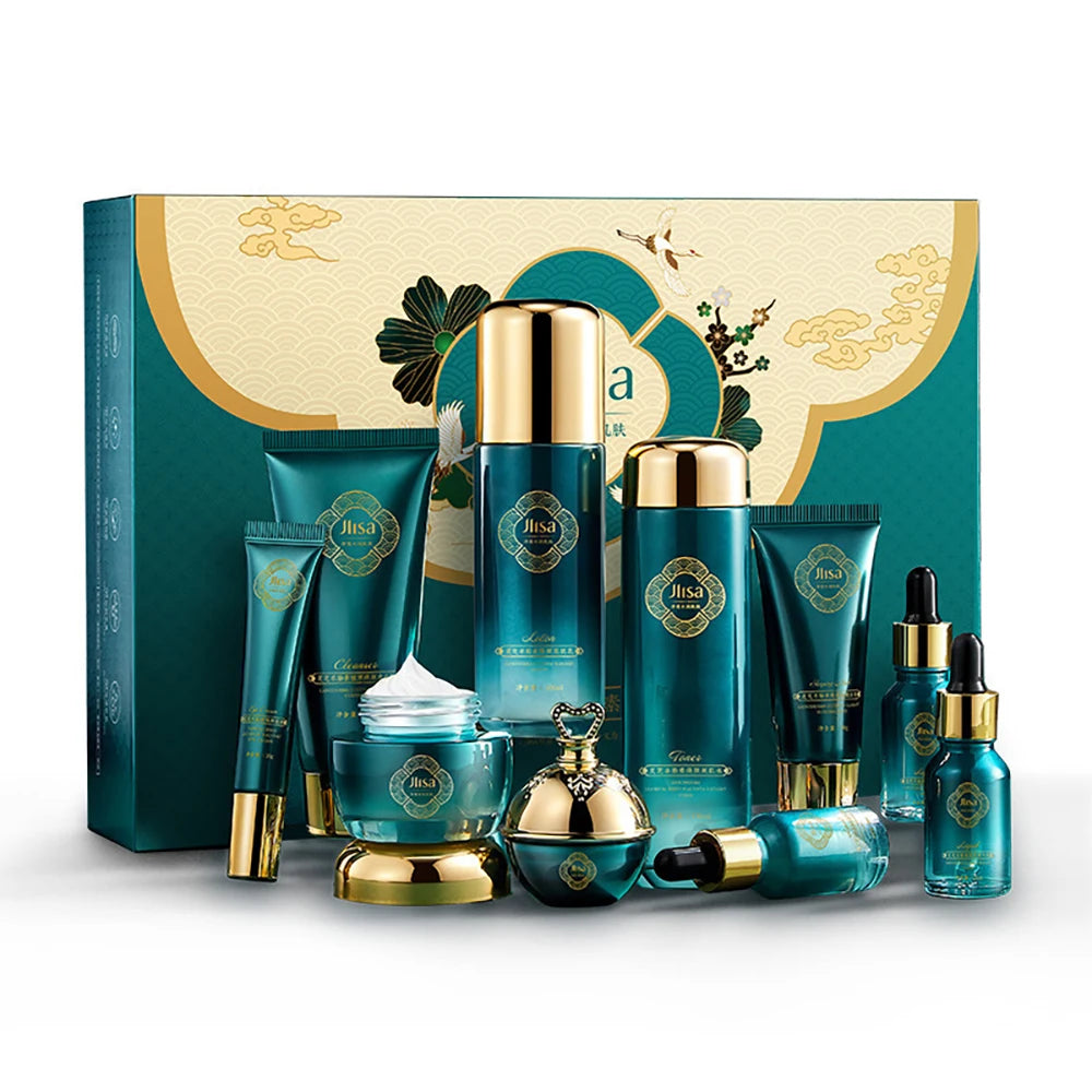 Ganoderma Lucidum Gesichtspflege Gesichtsreiniger Toner Essenz Milch Essenz Creme Augencreme BB Creme Set Hautpflege 10tlg.