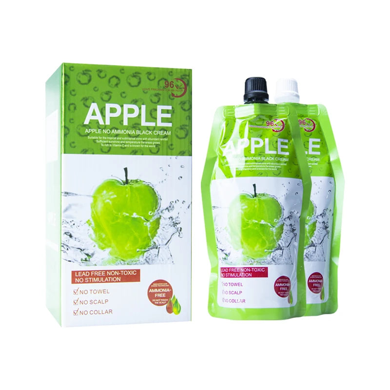 Natürliche 500ml*2/Pack Apfel-Haarfarbe-Creme Ammoniakfrei 100% Grauhaarabdeckung Apfel-Haarfarbe Schwarzhaar-Färbeshampoo für Herren