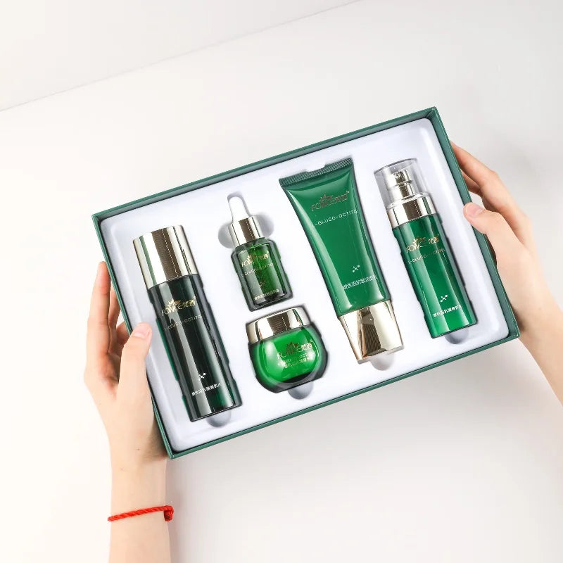 Fünfteiliges FONCE Boseine Anti-Falten Hautpflege-Set für Gesichtscreme, Emulsion, Gesichtswasser, Gesichtsreiniger, Gesichtslotion, Gesichtsserum