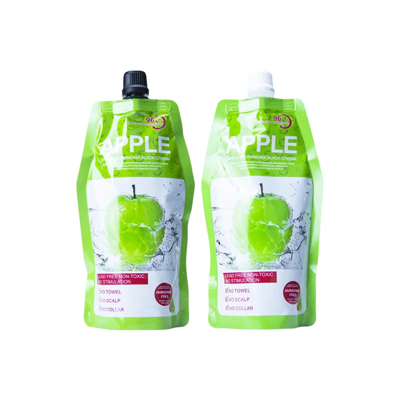 Natürliche 500ml*2/Pack Apfel-Haarfarbe-Creme Ammoniakfrei 100% Grauhaarabdeckung Apfel-Haarfarbe Schwarzhaar-Färbeshampoo für Herren