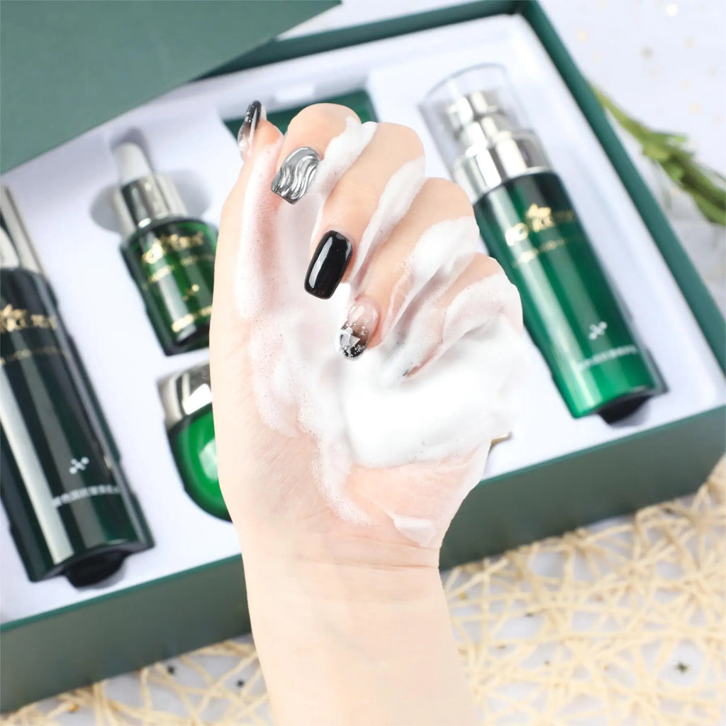 Fünfteiliges FONCE Boseine Anti-Falten Hautpflege-Set für Gesichtscreme, Emulsion, Gesichtswasser, Gesichtsreiniger, Gesichtslotion, Gesichtsserum
