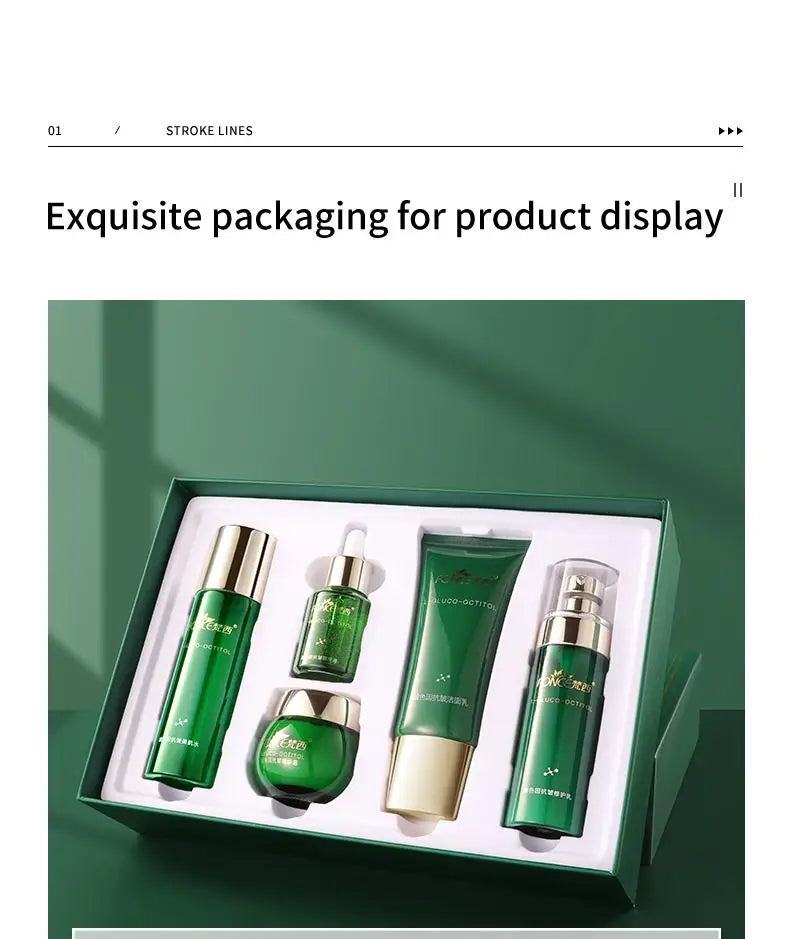 Fünfteiliges FONCE Boseine Anti-Falten Hautpflege-Set für Gesichtscreme, Emulsion, Gesichtswasser, Gesichtsreiniger, Gesichtslotion, Gesichtsserum