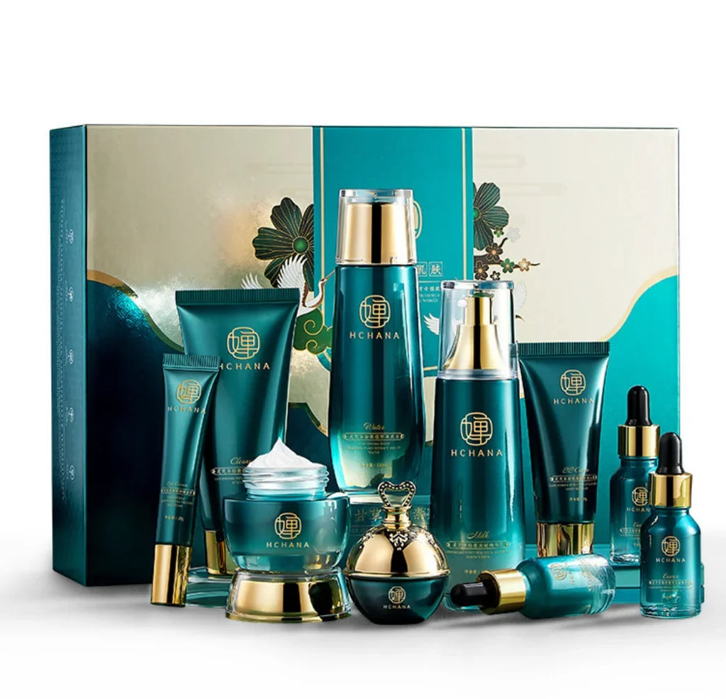 Ganoderma Lucidum Gesichtspflege Gesichtsreiniger Toner Essenz Milch Essenz Creme Augencreme BB Creme Set Hautpflege 10tlg.