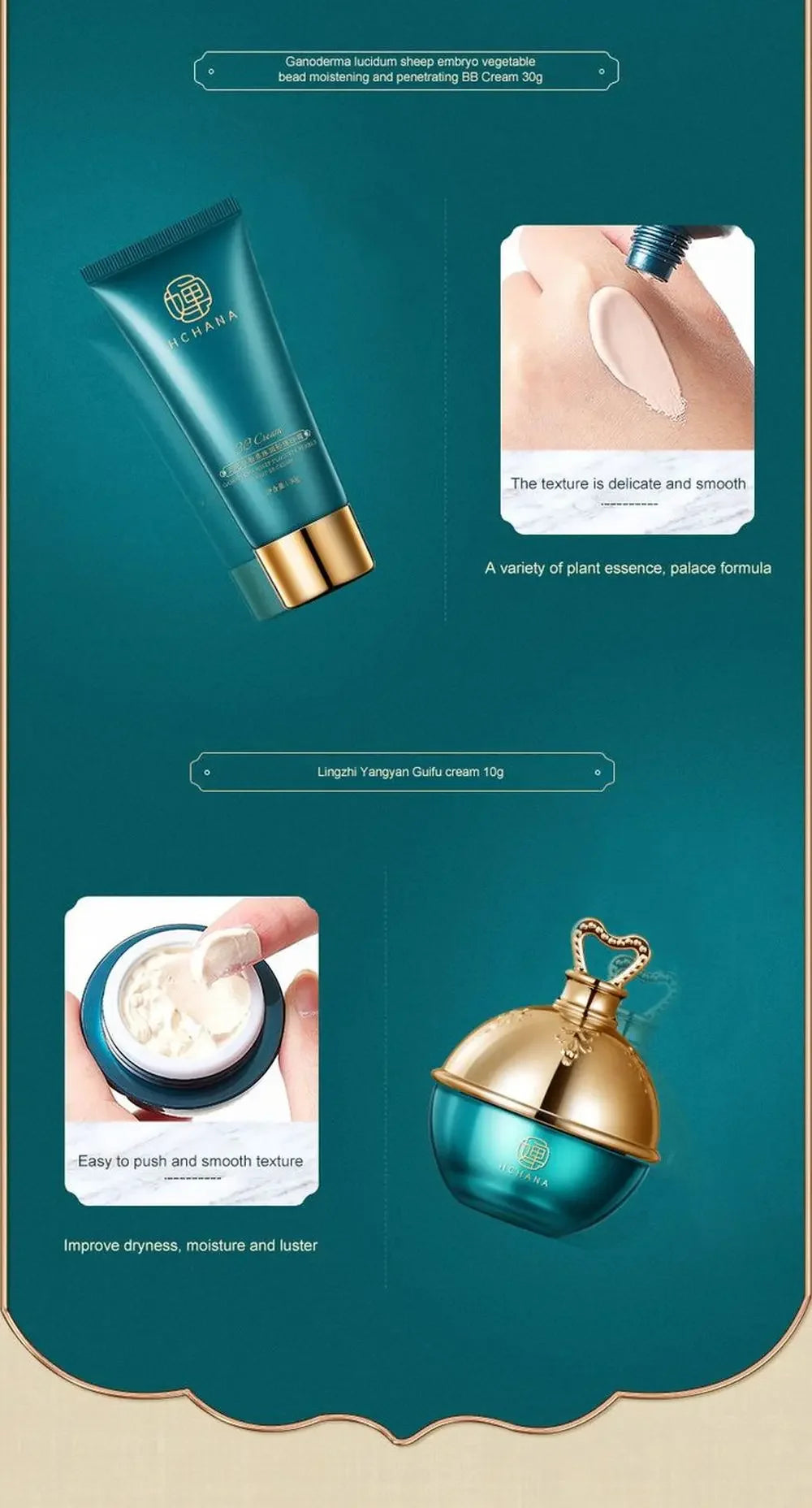 Ganoderma Lucidum Gesichtspflege Gesichtsreiniger Toner Essenz Milch Essenz Creme Augencreme BB Creme Set Hautpflege 10tlg.