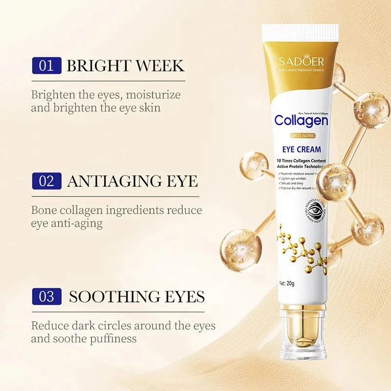 SADOER Collagen Augencreme Retinol Augencreme gegen dunkle Augenringe Augenstraffung Feuchtigkeitspflege Hautpflege für die Augen Augenpflege