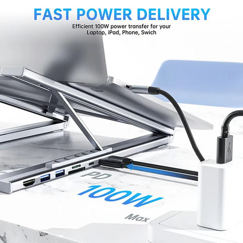 8-in-1 USB-C Laptop Ständer mit Dockingstation Universal USB C Dock Tablet Ständer Faltbare Typ-C Hubs Adapter Plug & Play