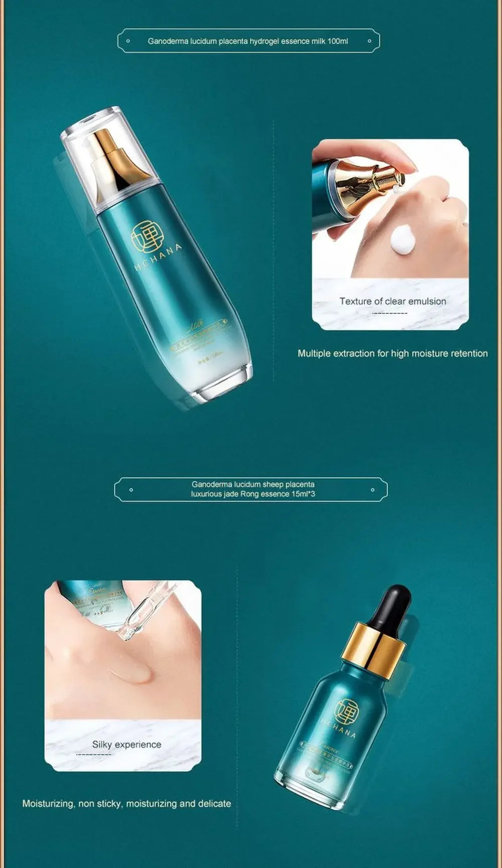 Ganoderma Lucidum Gesichtspflege Gesichtsreiniger Toner Essenz Milch Essenz Creme Augencreme BB Creme Set Hautpflege 10tlg.