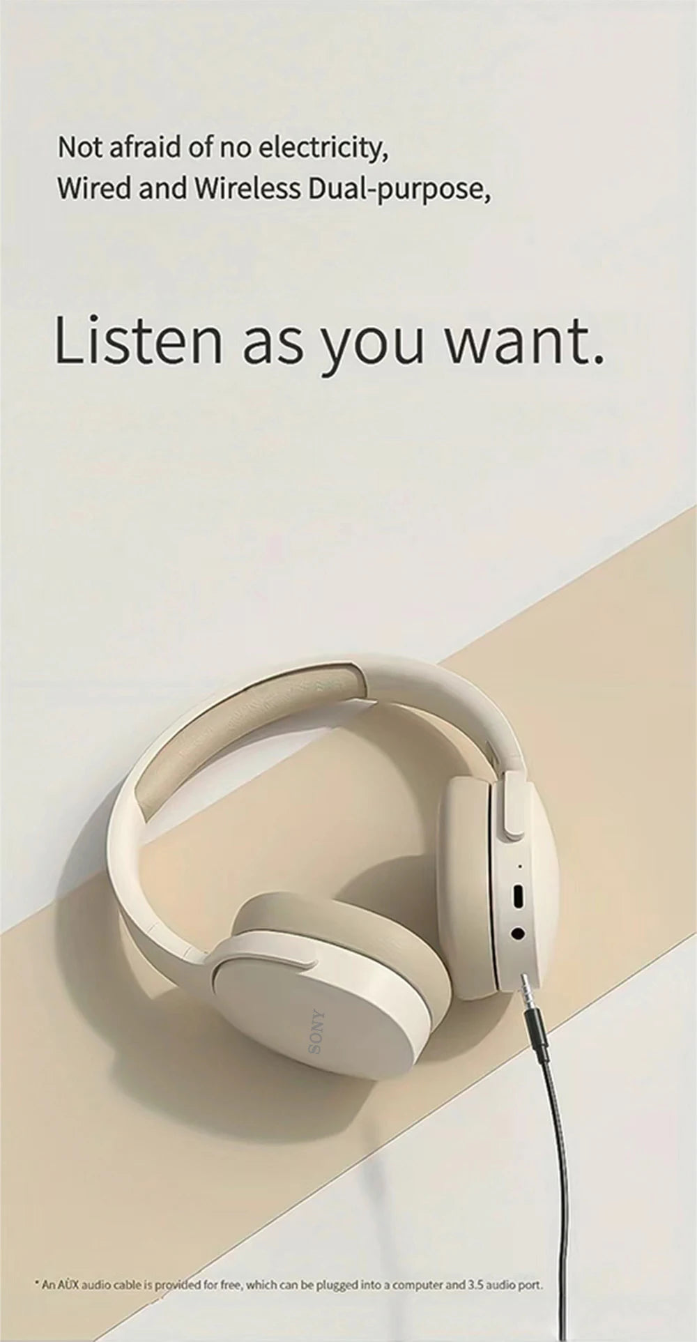 SONY P2961 Kabellose Bluetooth-Kopfhörer, faltbar, 9D HIFI Stereo Sound Headset, lange Akkulaufzeit, starke Bässe, Ohrhörer