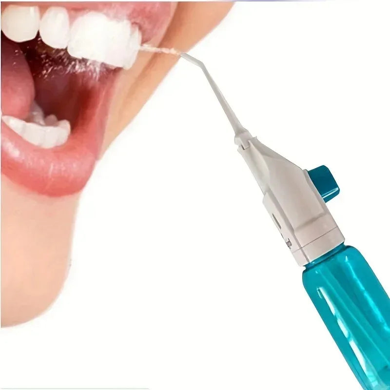 Keep your smile fresh and clean with this portable manual water flosser, designed for effective everyday oral care. Featuring a sleek, compact design with an easy-to-fill water reservoir, it delivers a focused, high-pressure