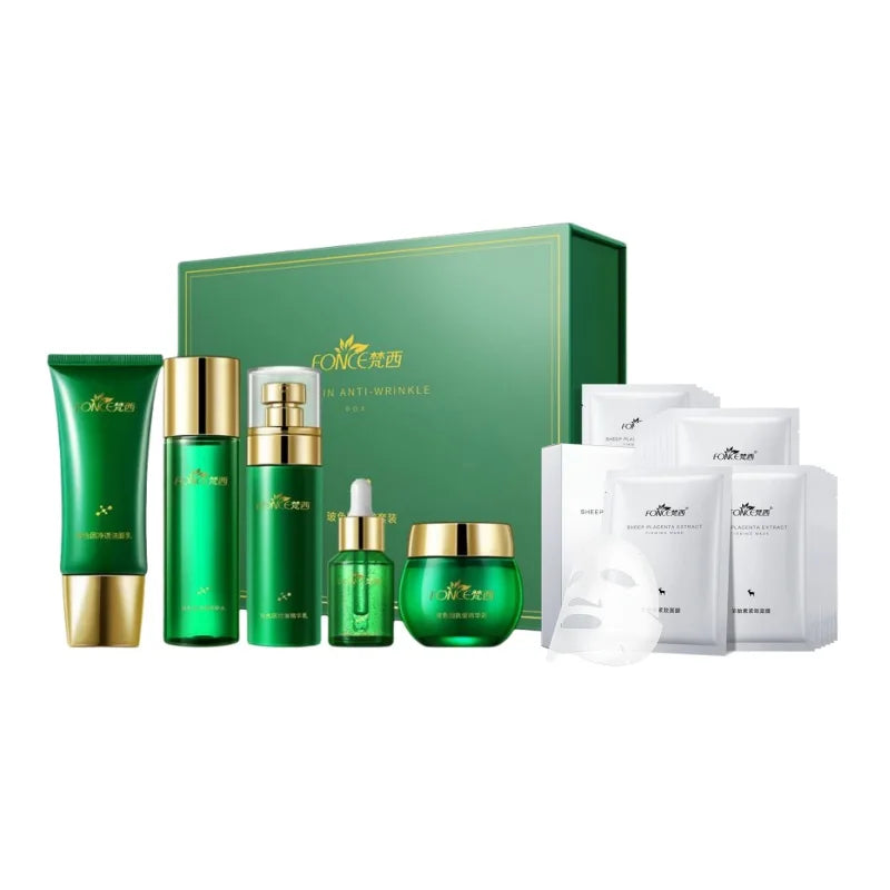 Fünfteiliges FONCE Boseine Anti-Falten Hautpflege-Set für Gesichtscreme, Emulsion, Gesichtswasser, Gesichtsreiniger, Gesichtslotion, Gesichtsserum