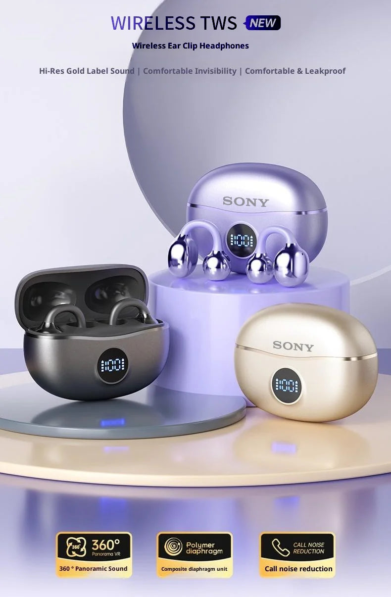 Original SONY Ohrclip OWS Kabellose Bluetooth Ohrclip-Kopfhörer Sport Gaming Headset HIFI Surround Sound In-Ear-Kopfhörer mit Mikrofon