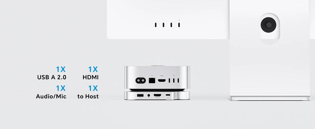 PULWTOP Mac Mini M4 Dock mit 4TB SSD-Gehäuse, USB C HUB unterstützt HDMI 4K 60Hz, USB A 2.0, SD/TF, Audio für Mac Mini M4/M4 Pro
