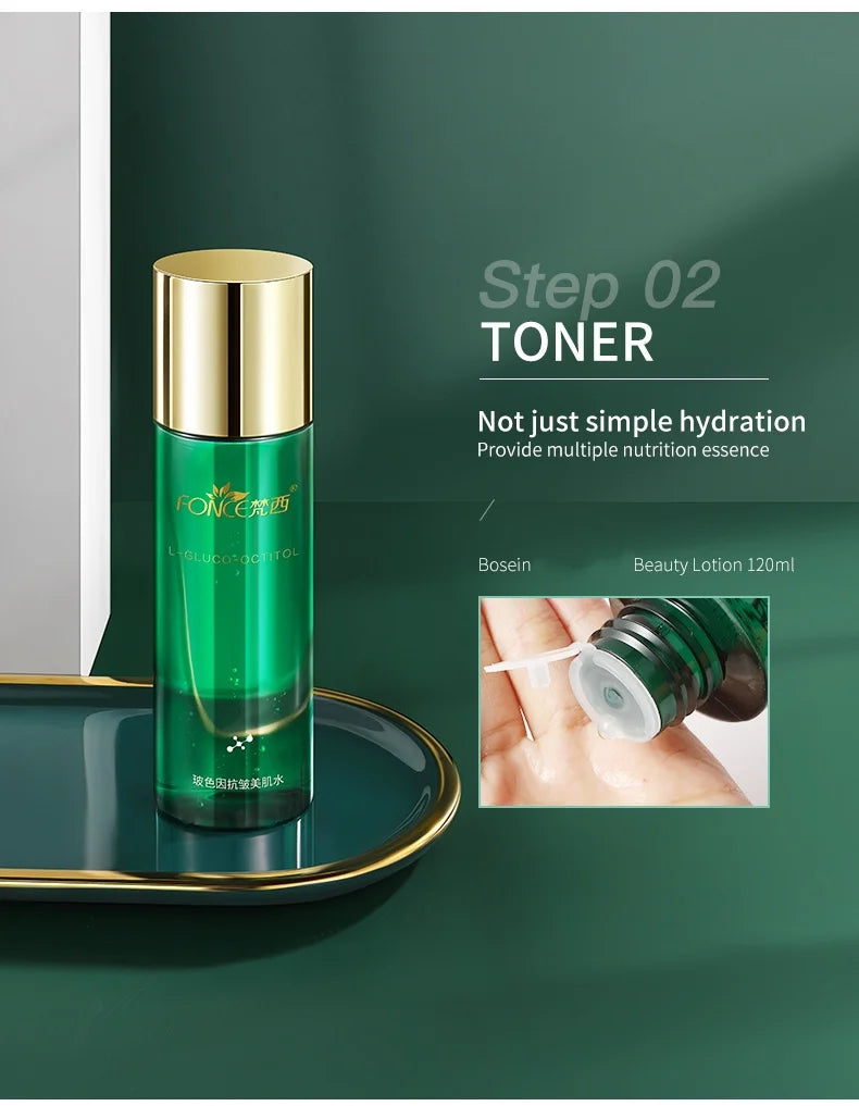 Fünfteiliges FONCE Boseine Anti-Falten Hautpflege-Set für Gesichtscreme, Emulsion, Gesichtswasser, Gesichtsreiniger, Gesichtslotion, Gesichtsserum