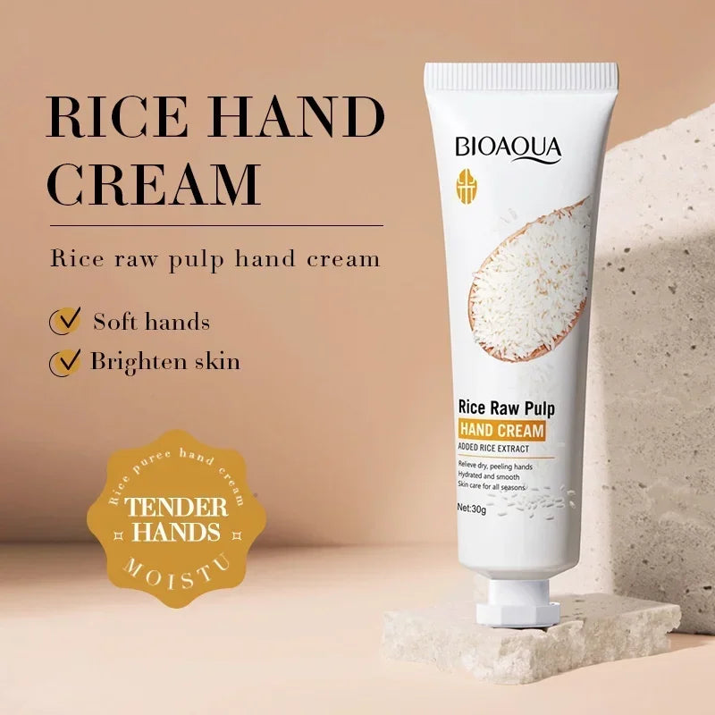 Reis-Handcreme Volumen gebend Verjüngend Nährend Feuchtigkeitsspendend Erfrischend Nicht fettende Handpflegecreme 30g