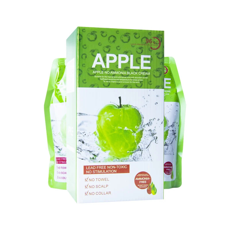 Natürliche 500ml*2/Pack Apfel-Haarfarbe-Creme Ammoniakfrei 100% Grauhaarabdeckung Apfel-Haarfarbe Schwarzhaar-Färbeshampoo für Herren