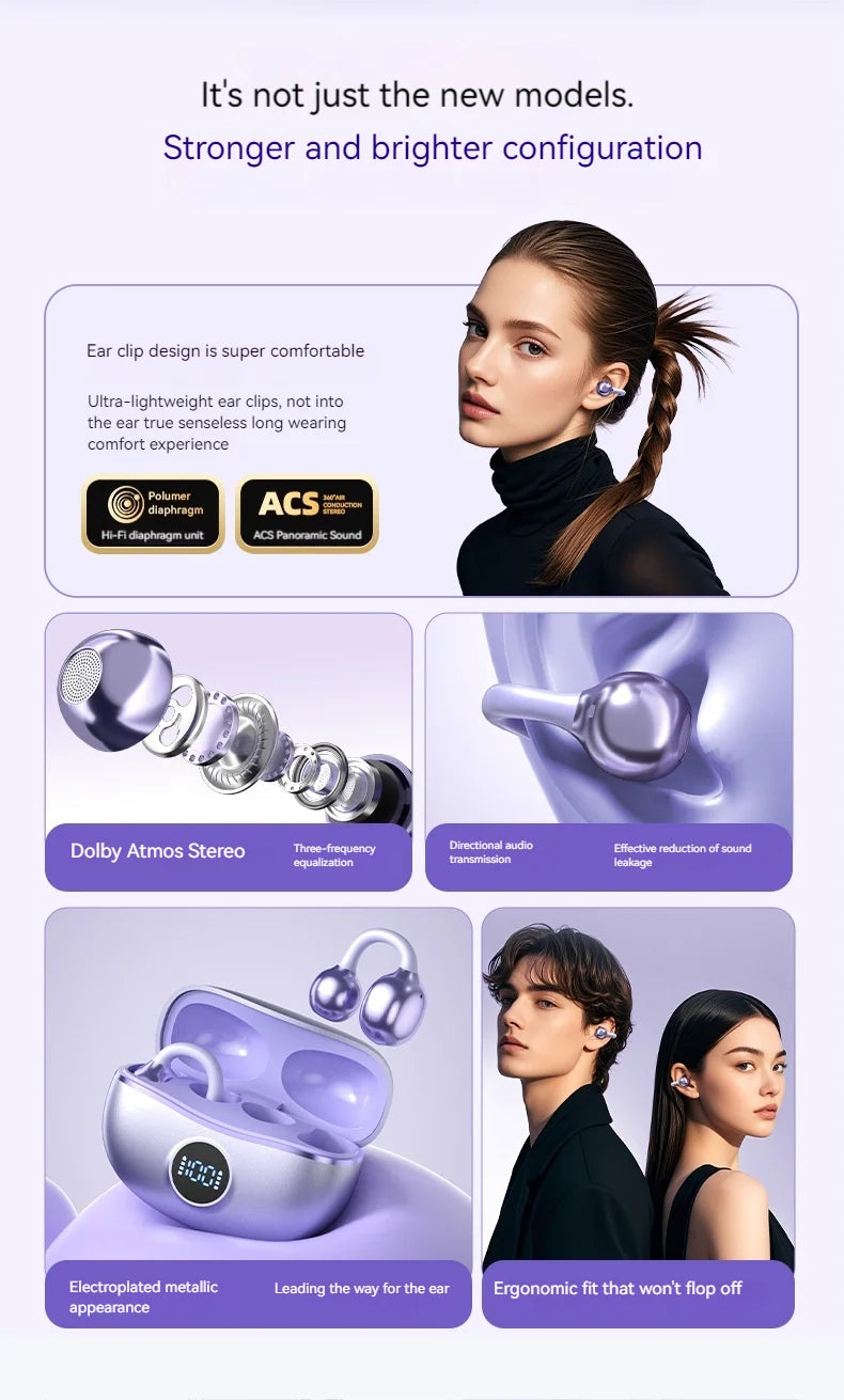 Original SONY Ohrclip OWS Kabellose Bluetooth Ohrclip-Kopfhörer Sport Gaming Headset HIFI Surround Sound In-Ear-Kopfhörer mit Mikrofon