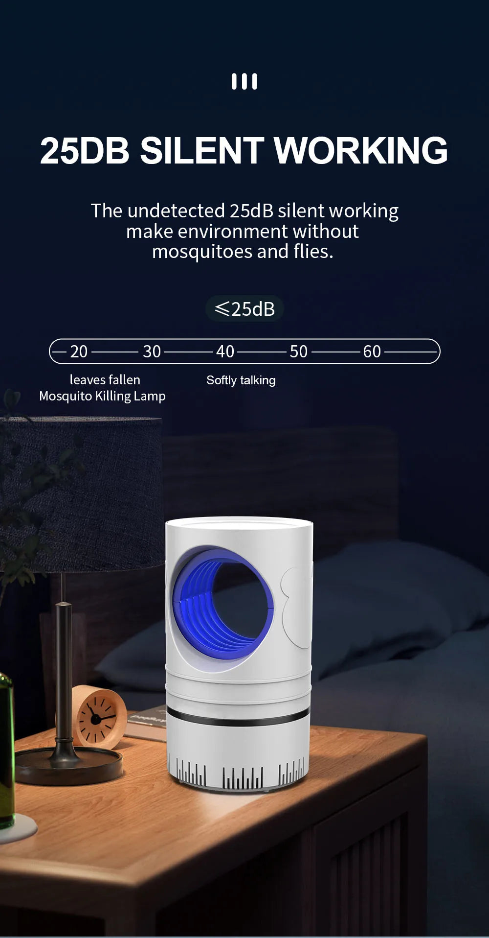 1 PC Elektrischer Fliegen-Mücken-Insektenkiller LED-Lichtfalle Kontrolllampe Kleiner Schädlingsbekämpfer mit USB-Netzteil und Adapter