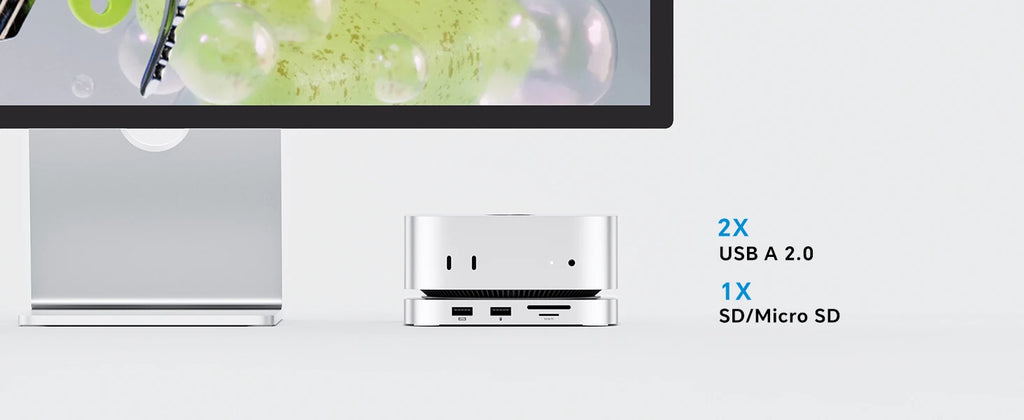 PULWTOP Mac Mini M4 Dock mit 4TB SSD-Gehäuse, USB C HUB unterstützt HDMI 4K 60Hz, USB A 2.0, SD/TF, Audio für Mac Mini M4/M4 Pro