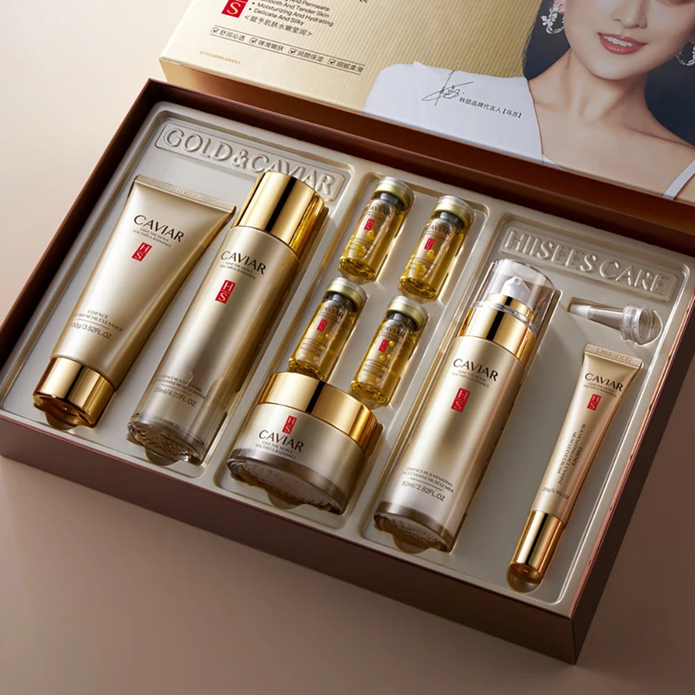 Ganoderma Lucidum Gesichtspflege Gesichtsreiniger Toner Essenz Milch Essenz Creme Augencreme BB Creme Set Hautpflege 10tlg.